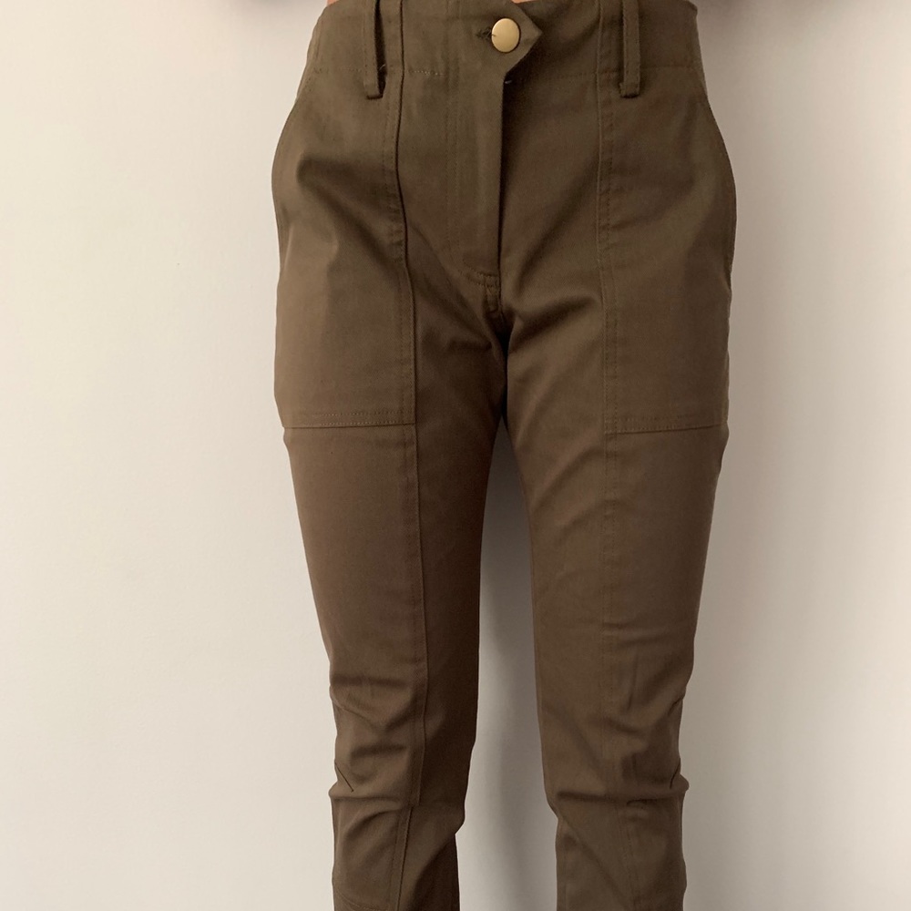 Veronica beard navy green pants.